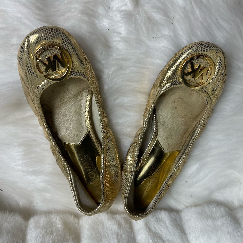 Michael Kors leather Gold python embossed flats b… - image 4